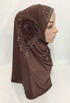 Hoofddoek - Gemakkelijk om/af te doen - Hijab Hoofddoek - Hoofddoek Dames - Abaya - Met Parels - Sjaal Dames - Kleding Dames - Ramadan gift - Moederdag Cadeautje - Coffee
