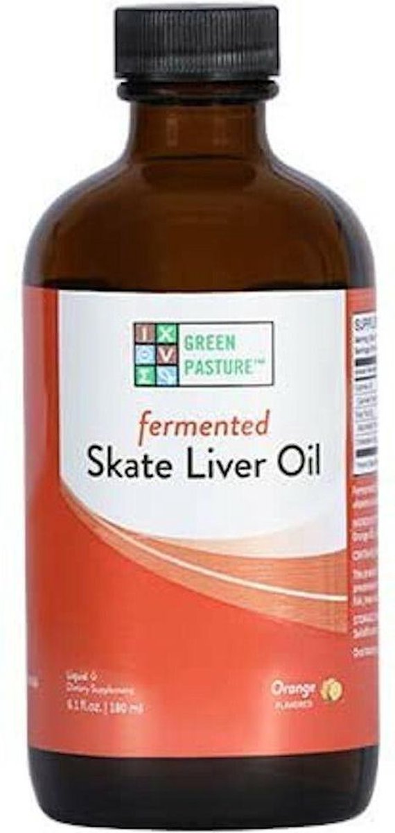 Goedkoopste Green pasture's GREEN PASTURE BLUE ICE ™ Gefermenteerde rog lever olie, Sinaasappel smaak – 180 ml