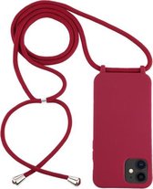Voor iPhone 12 mini Candy Colors TPU beschermhoes met draagkoord (rood)