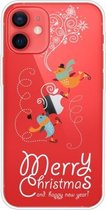 Trendy Cute Christmas Patterned Case Clear TPU Cover Phone Cases Voor iPhone 12 mini (Skiing Bird)