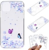 Voor iPhone 12 mini gekleurde tekening patroon transparant TPU beschermhoes (bloem vlinder)