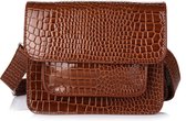 Yoonz - Crossbody Tas - Flap Met Magneetsluiting - Afneembaar En Verstelbaar Hengsel - Glimmende Croco Print - Cognac