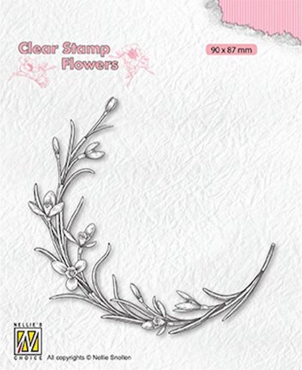 FLO029 - Clearstamp Nellie Snellen - Blooming twig - stempel bloeiend takje - bloesem - twijg