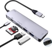 LUSQ® USB C Hub 7 in 1 - 3 x USB 3.0 - 4K HDMI - USB C Oplader - Micro SD / TF Kaartlezer - Space Grijs