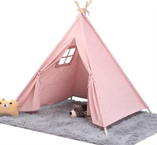 Tente Tipi Enfants - Rose - 135 cm - Tente de Jeu Wigwam - Pliable