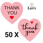 50 Stickers  "Thank You" in Hart-Sluitstickers