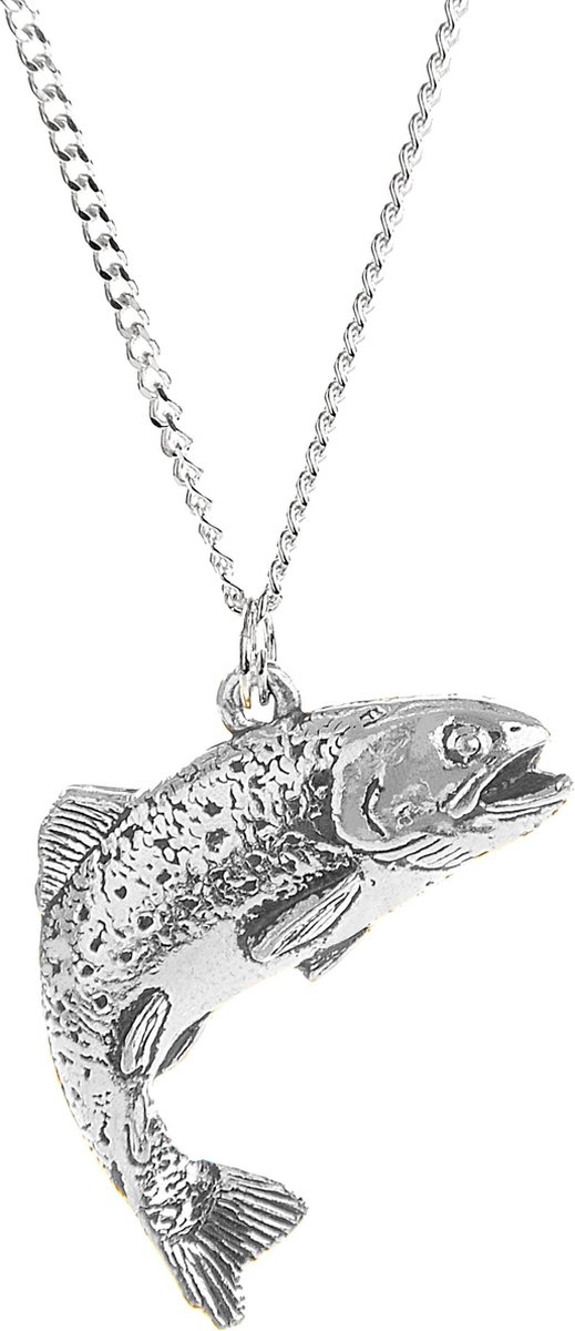 Hanger Forel + Ketting Zilver 50 cm (Heren) Vishanger Vissenketting Zilveren Kettinkje Vis Vissen