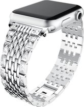 Geschikt voor Apple Watch bandje 38 / 40 / 41 mm - Series 1 2 3 4 5 6 7 SE - Smartwatch iWatch horloge band - 38mm 40mm 41mm - Fungus - RVS metaal - Zilver - Glitter blok