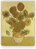 Zonnebloemen 3 - Vincent van Gogh - 19,5 x 26 cm - Niet van echt te onderscheiden houten schilderijtje - Mooier dan een schilderij op canvas - Laqueprint.