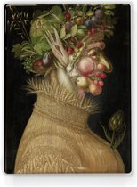 Zomer - Giuseppe Arcimboldo - 19,5 x 26 cm - Niet van echt te onderscheiden houten schilderijtje - Mooier dan een schilderij op canvas - Laqueprint.