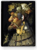 Schilderij - Herfst - Giuseppe Arcimboldo - 19,5 x 26 cm - Niet van echt te onderscheiden handgelakt schilderijtje op hout - Mooier dan een print op canvas.