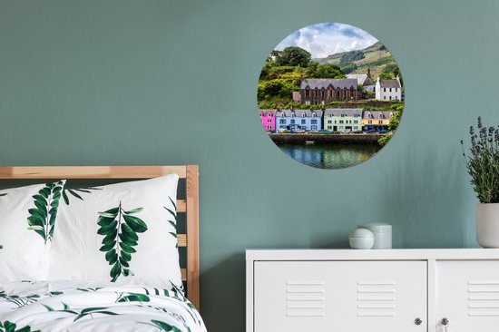 WallCircle - Wandcirkel - Muurcirkel - Traditionele gebouwen op Schotland - Aluminium - Dibond - 60x60 cm - Binnen en Buiten