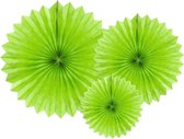 Papieren Waaiers Lime Groen Set 20-40cm 3 delig