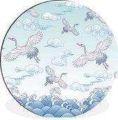 Peinture de grues chinoises Cercle mural aluminium