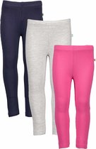 Blue Seven 3 pack BIO BASIC zomer Legging Blauw, Grijs, Roze - Maat 110