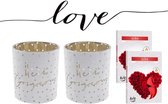 Ensemble de style de vie «Love» avec 2 lanternes et 12 bougies chauffe-plat Love