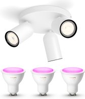 Philips myLiving Pongee Opbouwspot White & Color Ambiance GU10 - 3 Hue Lampen - Wit en Gekleurd Licht - Dimbare Plafondspots - Wit