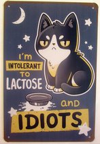 Kattenhebbedingen - wandbord - cat sign - Katten tekstbord - Lactose intolerant cat