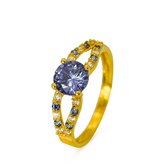 Dames ring Aanya blauw wit