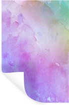 Stickers muraux - Aquarelle - Pastel - Jaune - Violet - 80x120 cm - Feuille adhésive