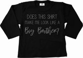 Grote broer shirt-does this shirt me look a like a big brother-zwart met zilver-Maat 98