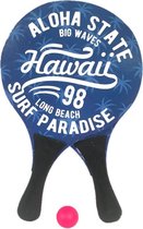Houten beachball set met Hawaii print - Strand balletjes - Rackets/batjes en bal - Tennis ballenspel