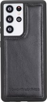 Bomonti™ - Coque Samsung Galaxy s21 ultra- Clevercase - Zwart Milan - Coque arrière en cuir faite à la main - Convient pour la recharge sans fil