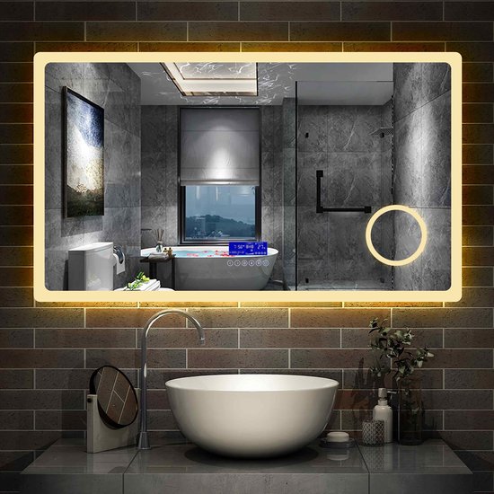 Miroir de salle de bain LED 120×70cm 2 couleurs claires 2700/6000K miroir  mural avec... | bol