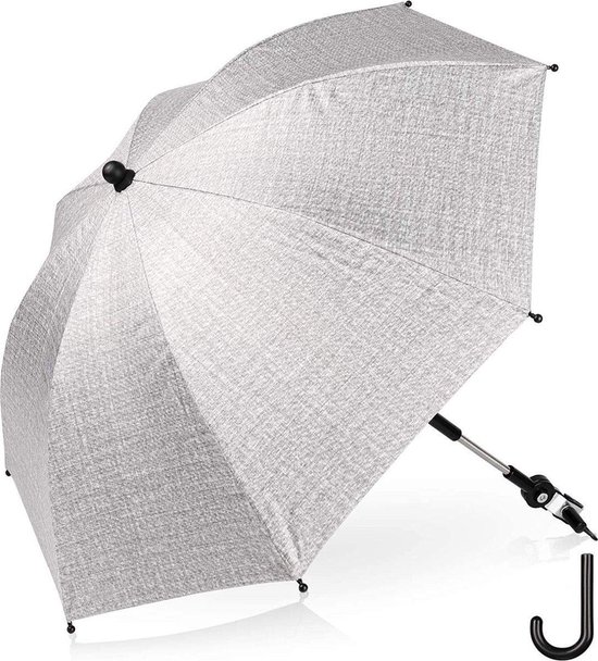 Parasol voor kinderwagen, universeel, 75 cm, uv-bescherming UPF50+, parasol voor kinderwagen en kinderwagen, 360 graden verstelbaar - Grijs