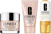 Clinique Giftset - Moisture Surge 72-Hour Auto-Replenishing Hydrator Crème 50 ml + Moisture Surge Overnight Mask 30 ml + Fresh Pressed Daily Booster with Pure Vitamin C 10% 8,5 ml - cadeauset huidverzorging