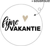 Cadeausticker Fijne vakantie -  Sluitsticker - Traktatiesticker - Wensetiket Fijne Vakantie - rond 40mm -Fijne vakantie, Wit/zwart/Goud - 25 stuks - Sticker einde schooljaar - Zome