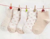 5 paar New born Baby sokken - set babysokjes - 0-6 maanden - beige babysokken - multipack