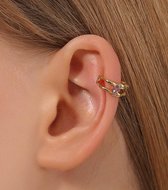 Ear cuff met lila steentje | goud gekleurd
