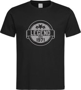 Zwart T-Shirt met “ Legend sinds 1971 “ print Zilver  Size XXL