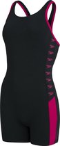 Speedo Boom Logo Splice Legsuit Badpak Dames - Zwart Roze - Maat 38