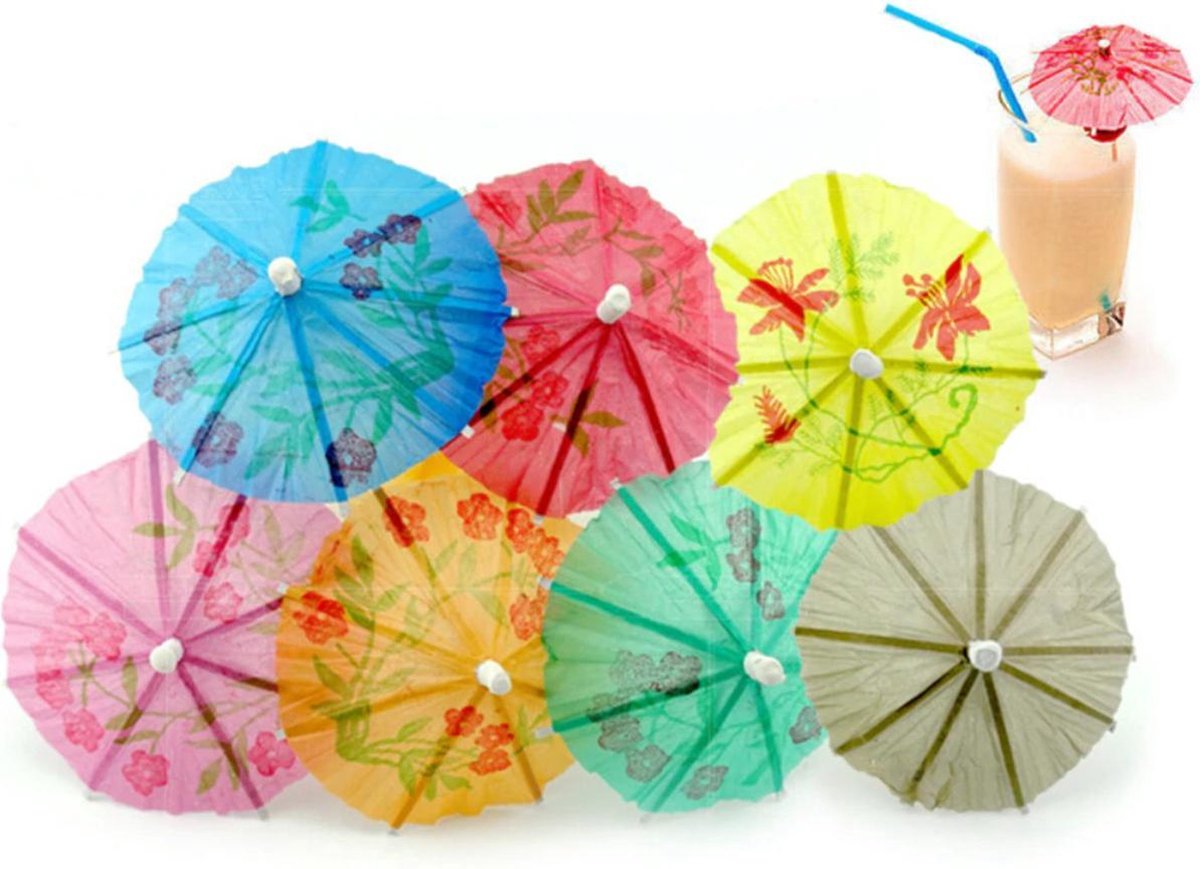 Cocktail parasols | Cocktailprikkers | Feestartikelen | Parasol cocktailprikkers | Papier | Diverse kleuren | 144 stuks | Able & Borret