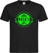 Zwart T-Shirt met “ Legend sinds 1971 “ print Groen  Size S