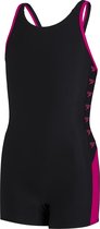Speedo Boom Logo Splice Legsuit Badpak Meisjes - Zwart Roze - Maat 128