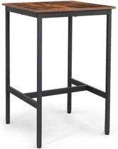 Segenn's Seattle Hoge Tafel - Bartafel - Hoge Eettafel - Lessenaar met Stevig Stalen Frame - 60 x 60 x 90 cm - Eenvoudige Montage - Keuken - Industriële Stijl - Vintage Bruin-Zwart