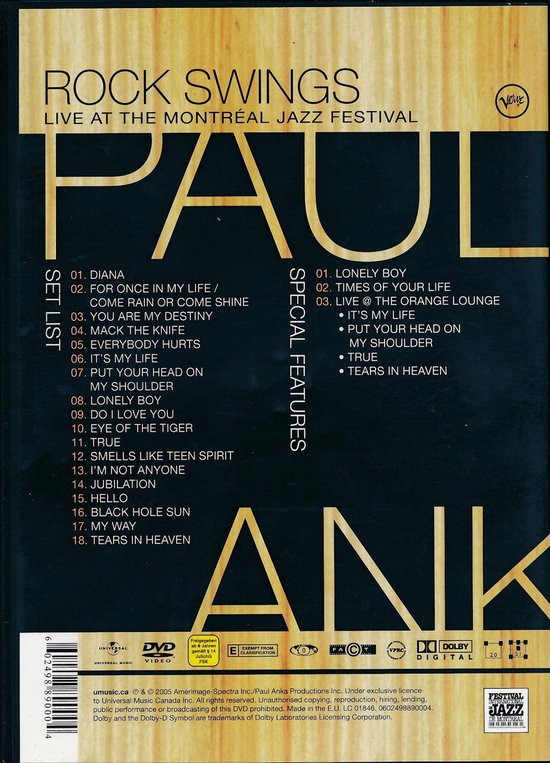 Cover van de film 'Paul Anka - Rock Swings - Live At Montreal Jazz Festival'