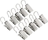 Gordijn clips | Gordijnhaakjes | Gordijnclipjes | Gordijnhouder | Metalen knijpers | Gordijnklemmetjes | Haakjes voor handdoeken, theedoeken en vaatdoeken | 10 stuks | Zilver | Able & Borret