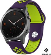 Siliconen Smartwatch bandje - Geschikt voor  Garmin Vivomove HR sport band - paars/geel - Strap-it Horlogeband / Polsband / Armband