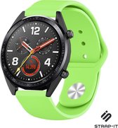 Siliconen Smartwatch bandje - Geschikt voor  Huawei Watch GT sport band - lichtgroen - 46mm - Strap-it Horlogeband / Polsband / Armband