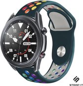 Strap-it Siliconen sport bandje - geschikt voor Samsung Galaxy Watch 3 45mm / Galaxy Watch 1 46mm / Gear S3 Classic & Frontier - dennengroen/kleurrijk