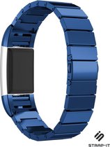 Stalen Smartwatch bandje - Geschikt voor Fitbit Charge 2 metalen bandje - blauw - Strap-it Horlogeband / Polsband / Armband