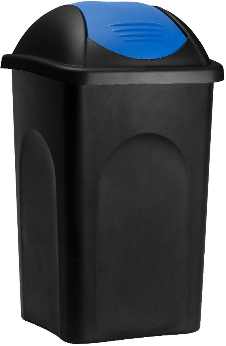 Bol.com Deuba Vuilnisbak met Klapdeksel – 60 Liter Kunststof – Zwart Blauw aanbieding