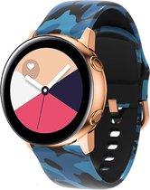 YONO Siliconen Special Bandje 20mm - Horlogebandje geschikt voor Samsung Galaxy Watch 6 / 5 / Pro / 4 / 3 / Active 2 - Garmin Approach / Forerunner / Venu 2 Plus / SQ / Vivomove - Polar Ignite / Unite – Huawei - Camouflage Blauw