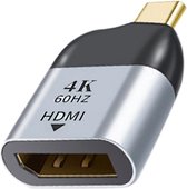 DrPhone UCE2 - USB-C naar HDMI female 2.0 - Thunderbolt 3 - 4K 60hz Adapter – Converter – Zwart/Zilver