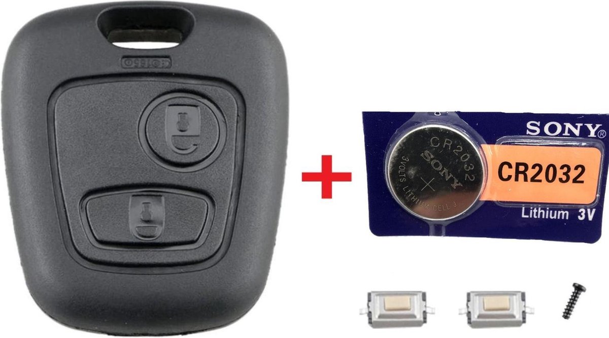 Autosleutelbehuizing 2 knoppen + Batterij en Microschakelaars geschikt voor  Peugeot... | bol.com