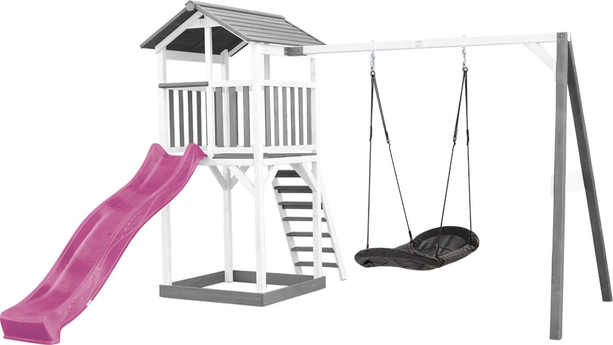 Axi Beach Tower Speeltoestel Van Hout In Grijs En Wit Speeltoren Met Zandbak